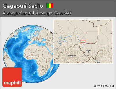 Shaded Relief Location Map of Gagaoué Sadio