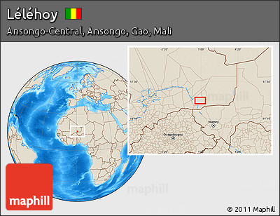 Shaded Relief Location Map of Léléhoy