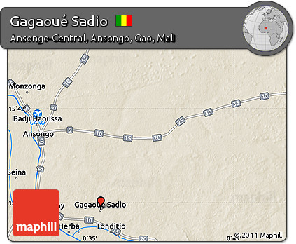 Shaded Relief Map of Gagaoué Sadio