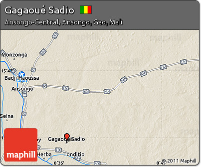 Shaded Relief Map of Gagaoué Sadio