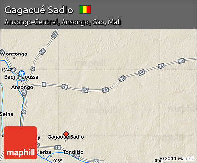 Shaded Relief Map of Gagaoué Sadio