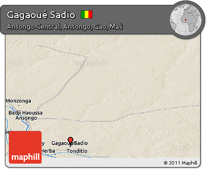 Shaded Relief Panoramic Map of Gagaoué Sadio