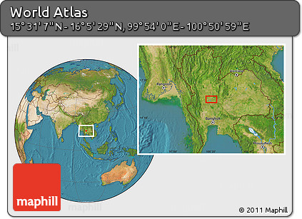 Satellite Location Map of the Area around 15° 48' 18" N, 100° 22' 30" E