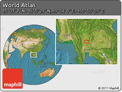 Satellite Location Map of the Area around 15° 48' 18" N, 100° 22' 30" E
