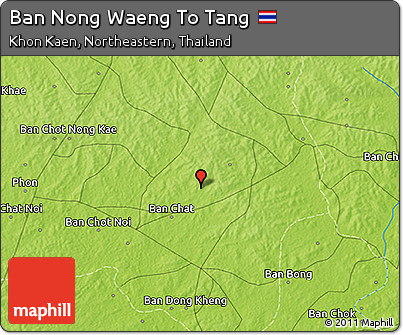 Physical 3D Map of Ban Nong Waeng to Tang