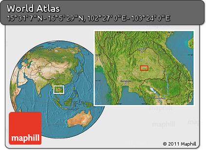 Satellite Location Map of the Area around 15° 48' 18" N, 102° 55' 30" E
