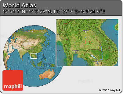 Satellite Location Map of the Area around 15° 48' 18" N, 102° 55' 30" E
