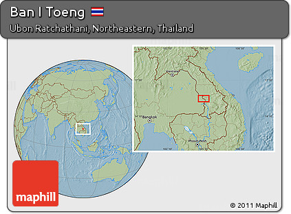 Savanna Style Location Map of Ban I Toeng, hill shading