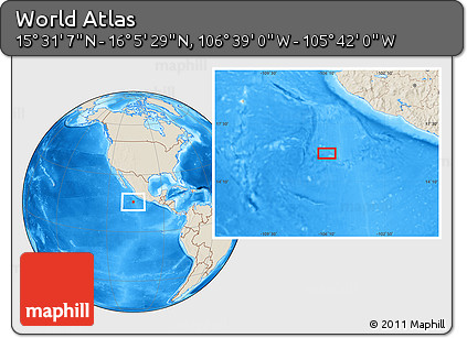 Shaded Relief Location Map of the Area around 15° 48' 18" N, 106° 10' 30" W