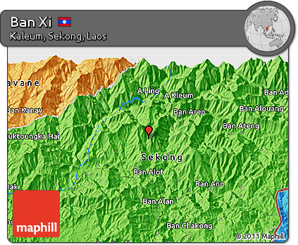 Political 3D Map of Ban Xi