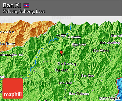 Political 3D Map of Ban Xi