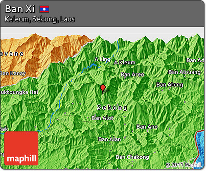 Political 3D Map of Ban Xi