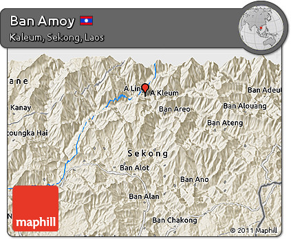 Shaded Relief 3D Map of Ban Amoy