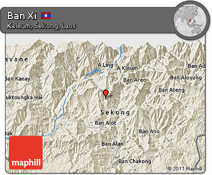 Shaded Relief 3D Map of Ban Xi