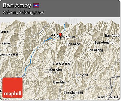 Shaded Relief 3D Map of Ban Amoy