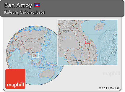Gray Location Map of Ban Amoy, hill shading