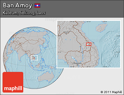 Gray Location Map of Ban Amoy, hill shading