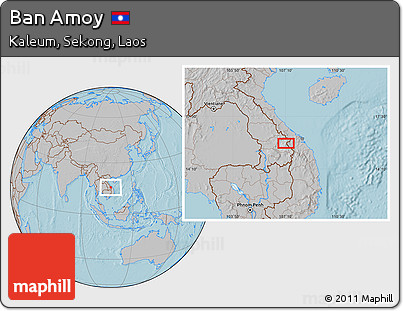 Gray Location Map of Ban Amoy, hill shading