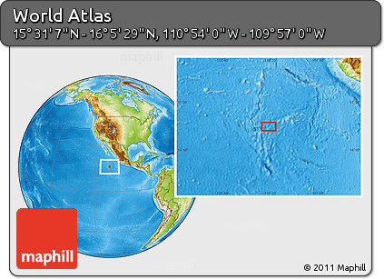 Physical Location Map of the Area around 15° 48' 18" N, 110° 25' 30" W