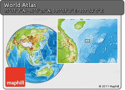 Physical Location Map of the Area around 15° 48' 18" N, 111° 25' 30" E