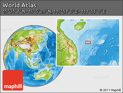 Physical Location Map of the Area around 15° 48' 18" N, 111° 25' 30" E
