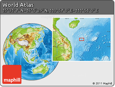 Physical Location Map of the Area around 15° 48' 18" N, 111° 25' 30" E