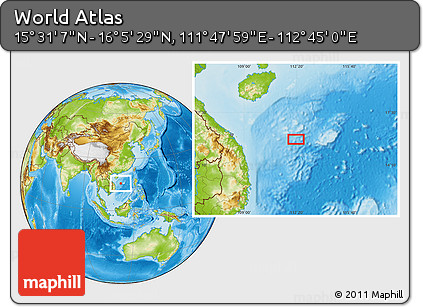 Physical Location Map of the Area around 15° 48' 18" N, 112° 16' 30" E