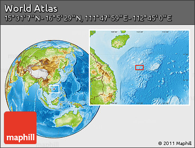 Physical Location Map of the Area around 15° 48' 18" N, 112° 16' 30" E