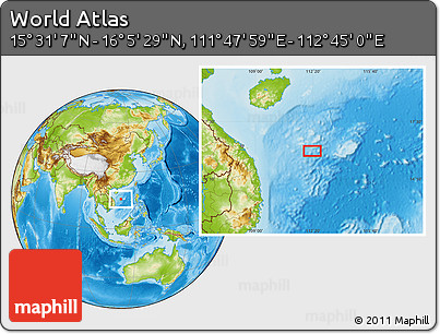 Physical Location Map of the Area around 15° 48' 18" N, 112° 16' 30" E