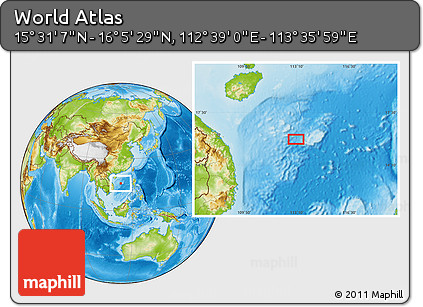 Physical Location Map of the Area around 15° 48' 18" N, 113° 7' 30" E
