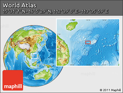 Physical Location Map of the Area around 15° 48' 18" N, 113° 7' 30" E