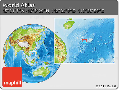 Physical Location Map of the Area around 15° 48' 18" N, 113° 7' 30" E