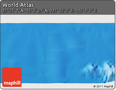 Physical 3D Map of the Area around 15° 48' 18" N, 115° 40' 30" E
