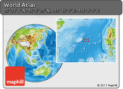 Physical Location Map of the Area around 15° 48' 18" N, 115° 40' 30" E