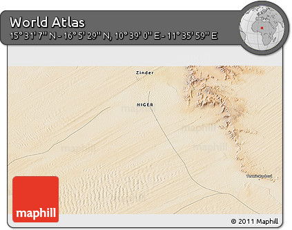 Satellite 3D Map of the Area around 15° 48' 18" N, 11° 7' 30" E