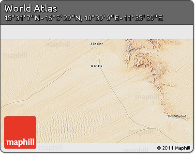 Satellite 3D Map of the Area around 15° 48' 18" N, 11° 7' 30" E
