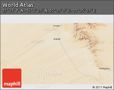 Satellite 3D Map of the Area around 15° 48' 18" N, 11° 7' 30" E