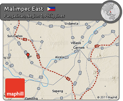 Shaded Relief Map of Malimpec East