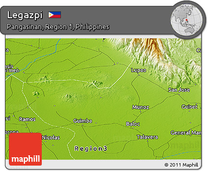 Physical Panoramic Map of Legazpi