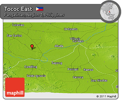 Physical Panoramic Map of Tococ East