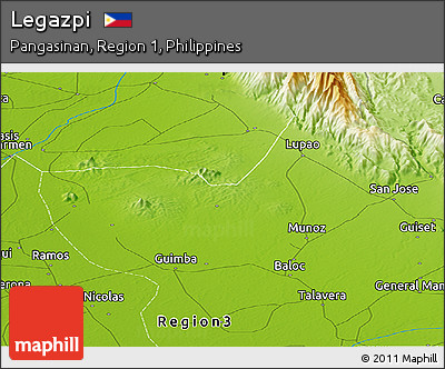 Physical Panoramic Map of Legazpi