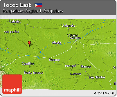 Physical Panoramic Map of Tococ East