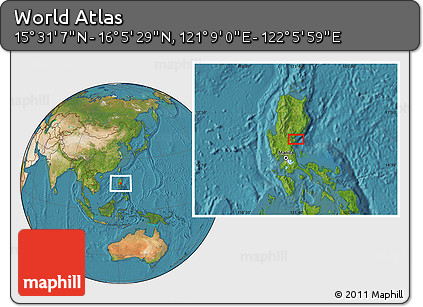 Satellite Location Map of the Area around 15° 48' 18" N, 121° 37' 30" E