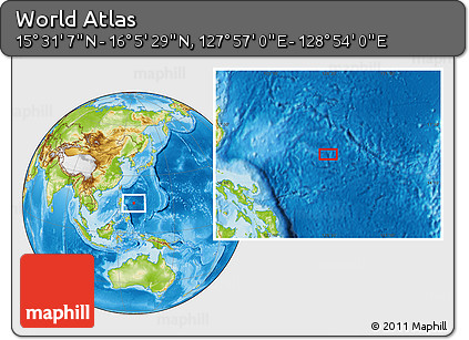 Physical Location Map of the Area around 15° 48' 18" N, 128° 25' 30" E