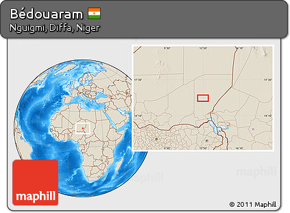Shaded Relief Location Map of Bédouaram