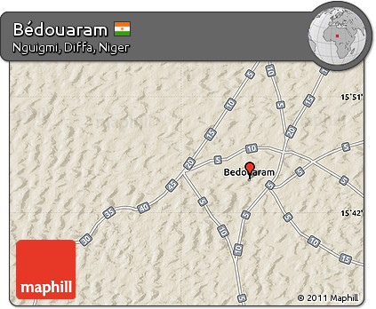Shaded Relief Map of Bédouaram