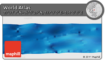 Physical Panoramic Map of the Area around 15° 48' 18" N, 133° 31' 30" E