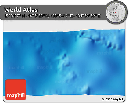 Physical 3D Map of the Area around 15° 48' 18" N, 134° 22' 30" E