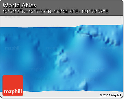 Physical 3D Map of the Area around 15° 48' 18" N, 134° 22' 30" E