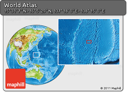 Physical Location Map of the Area around 15° 48' 18" N, 137° 46' 30" E